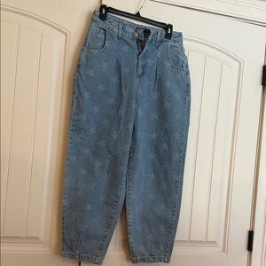 Nasty Gal Blue Star Print Ankle Jeans